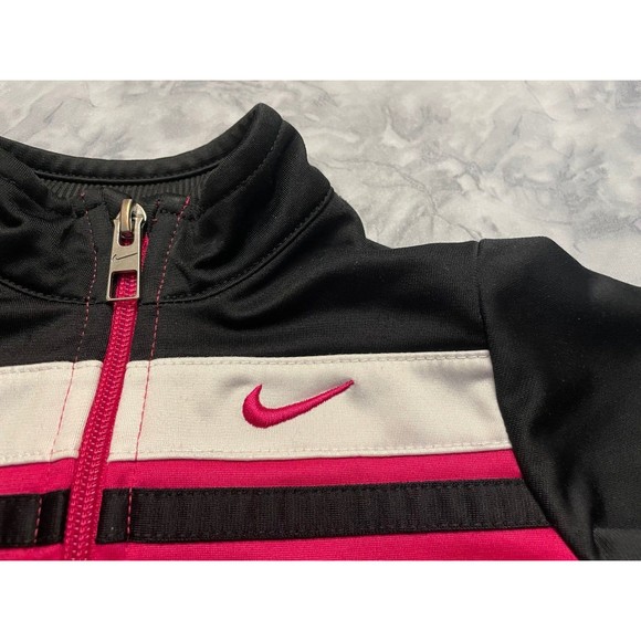 Nike Full Zip Pink & Black Little Girl Toddler Track Jacket, Size 2T - Picture 2 of 4